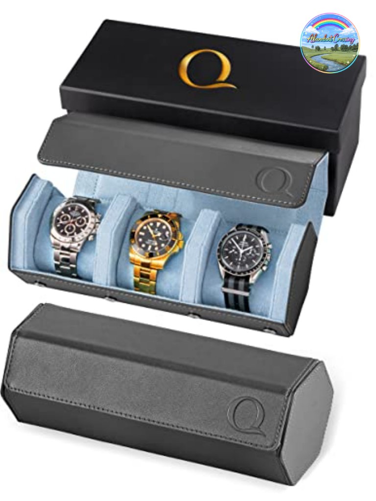 Leather Watch Roll Travel Case For 3 Watches Genuine Leather Velvet Interior